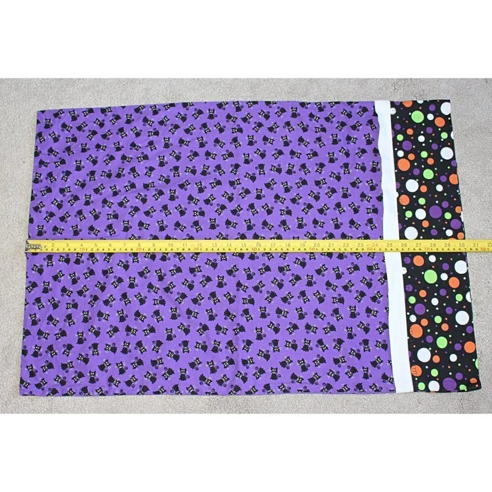 Scary Halloween Pillowcase - Black Cats with Purple Background